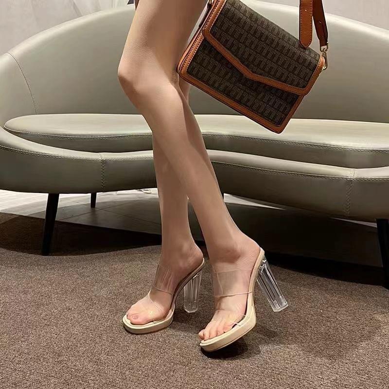 Platform Chunky Heel Slide Sandals Product Image