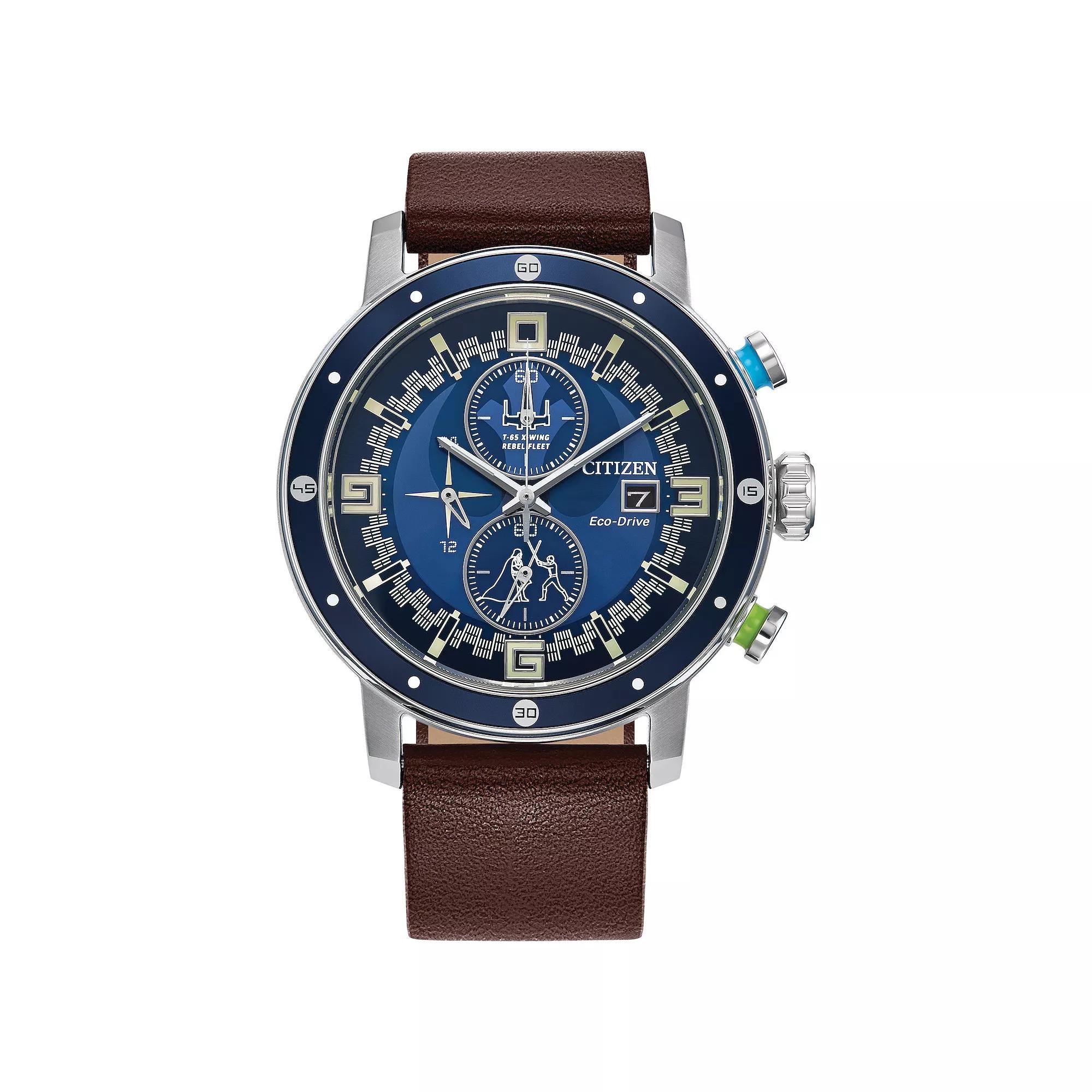 Citizen Eco-Drive Men's Star Wars Luke Skywalker Chronograph Dial Leather Strap Watch, Size: Large, Brown Product Image