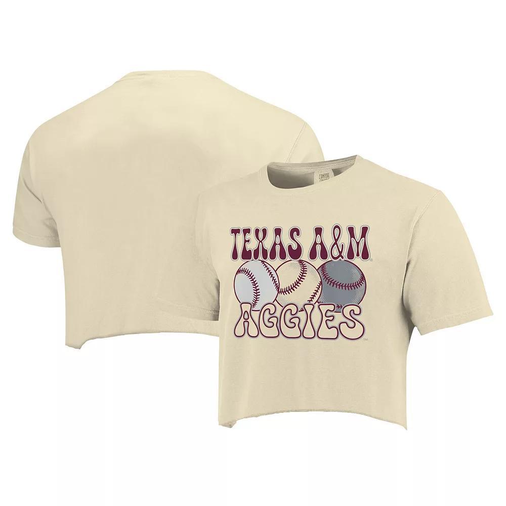 Women's Natural Texas A&M Aggies Comfort Colors Baseball Cropped T-Shirt, Size: Medium, Beige Product Image