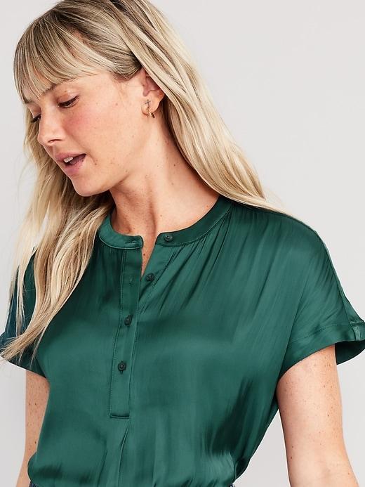 Dolman-Sleeve Satin Shirt Product Image