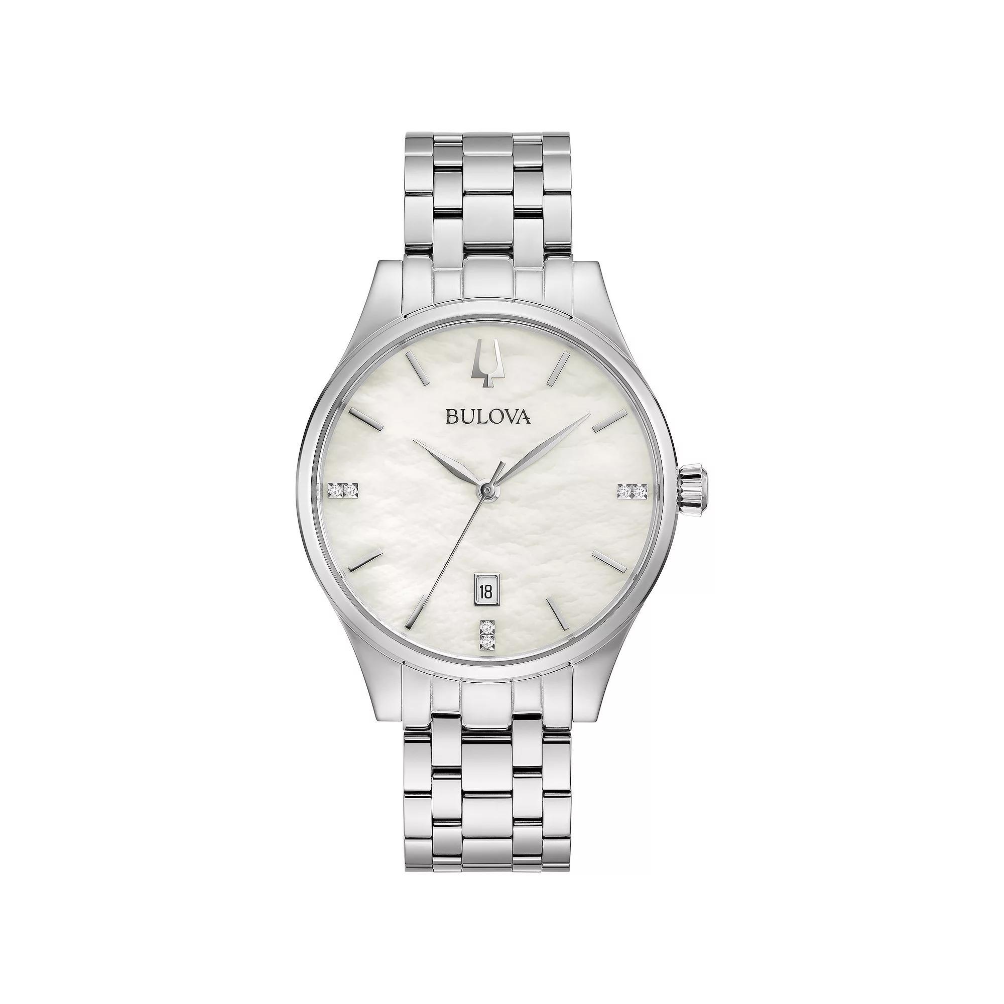 Bulova Womens Stainless Steel Diamond Accent Watch - 96P220 Silver Tone Product Image