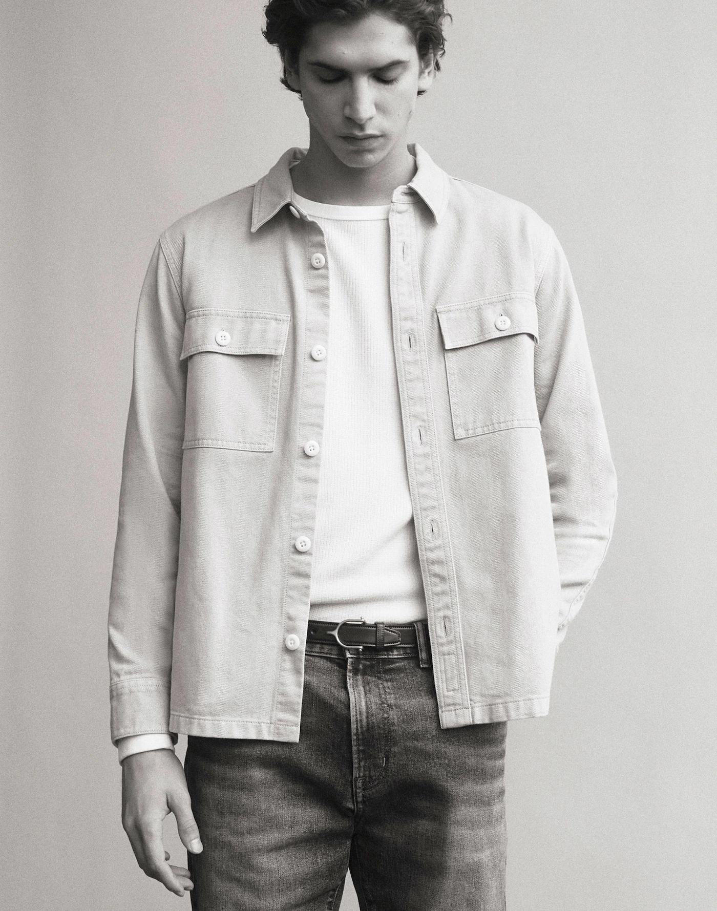 Garment-Dyed Straight-Hem Work Shirt Product Image