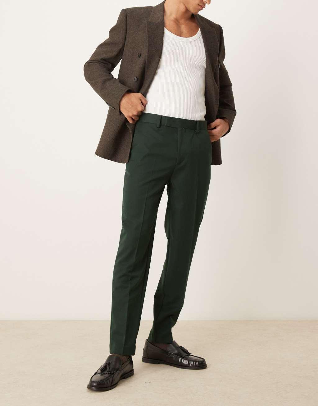 ASOS DESIGN smart tapered fit pants in forest green Product Image