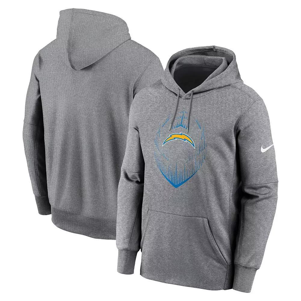 Men's Nike Heather Gray Los Angeles Chargers Icon Performance Pullover Hoodie, Size: 3XL, Grey Product Image
