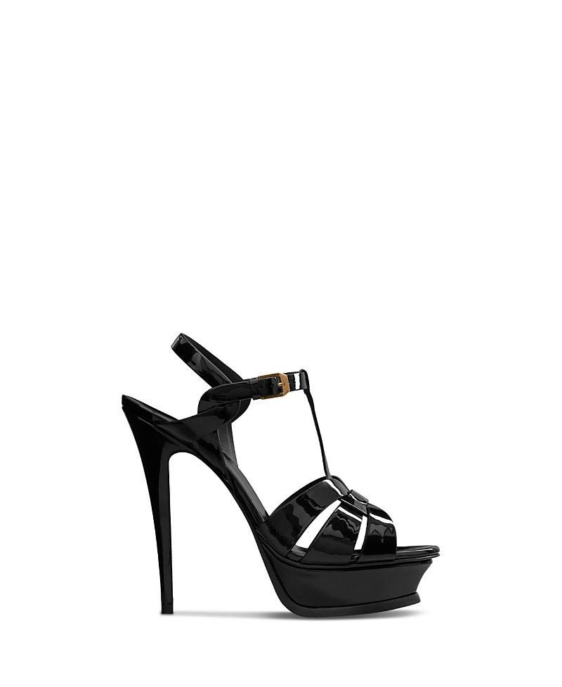 Saint Laurent Womens Tribute Platform Sandals in Smooth Leather Product Image