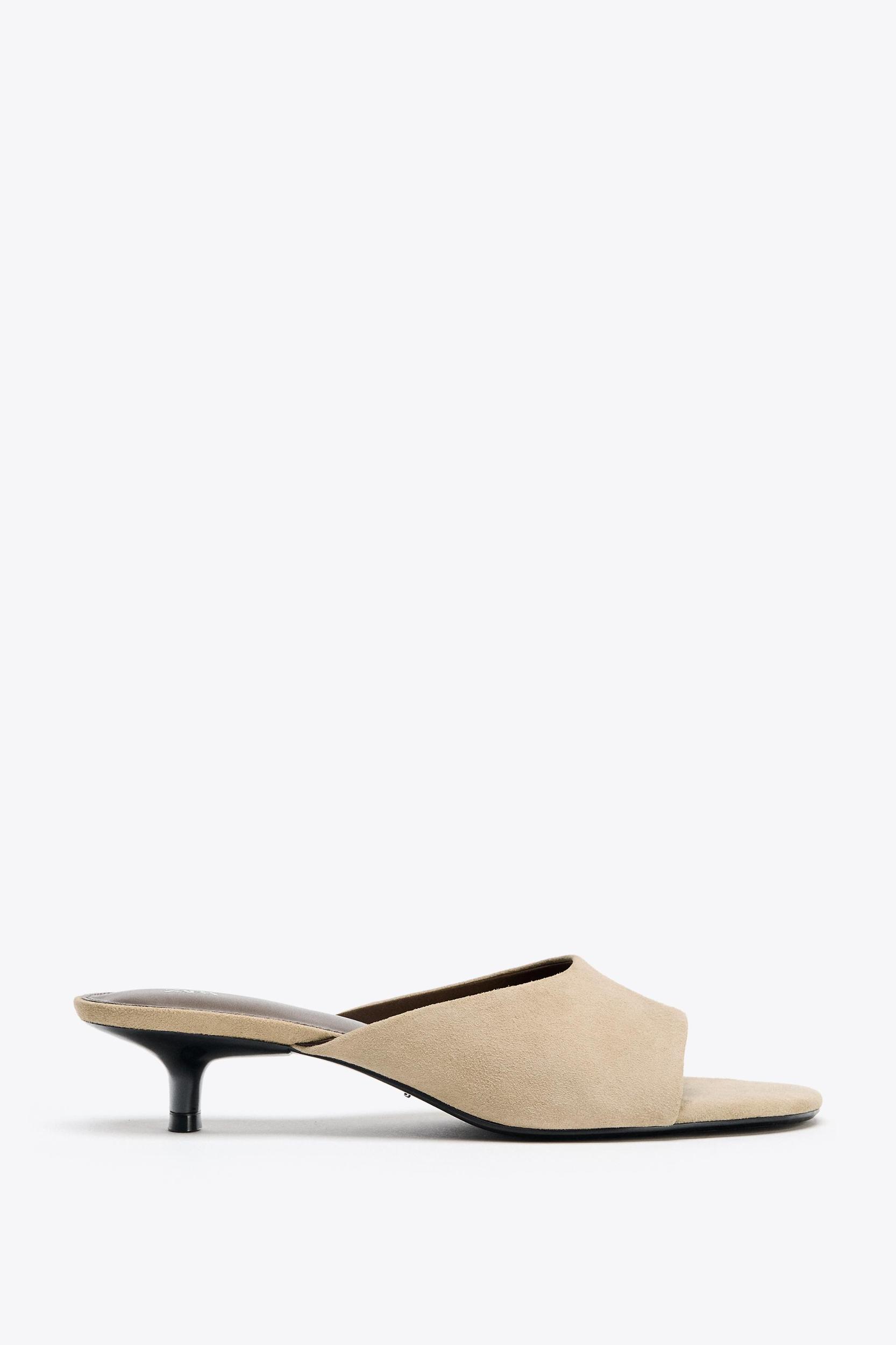 SUEDE KITTEN HEEL SANDALS Product Image