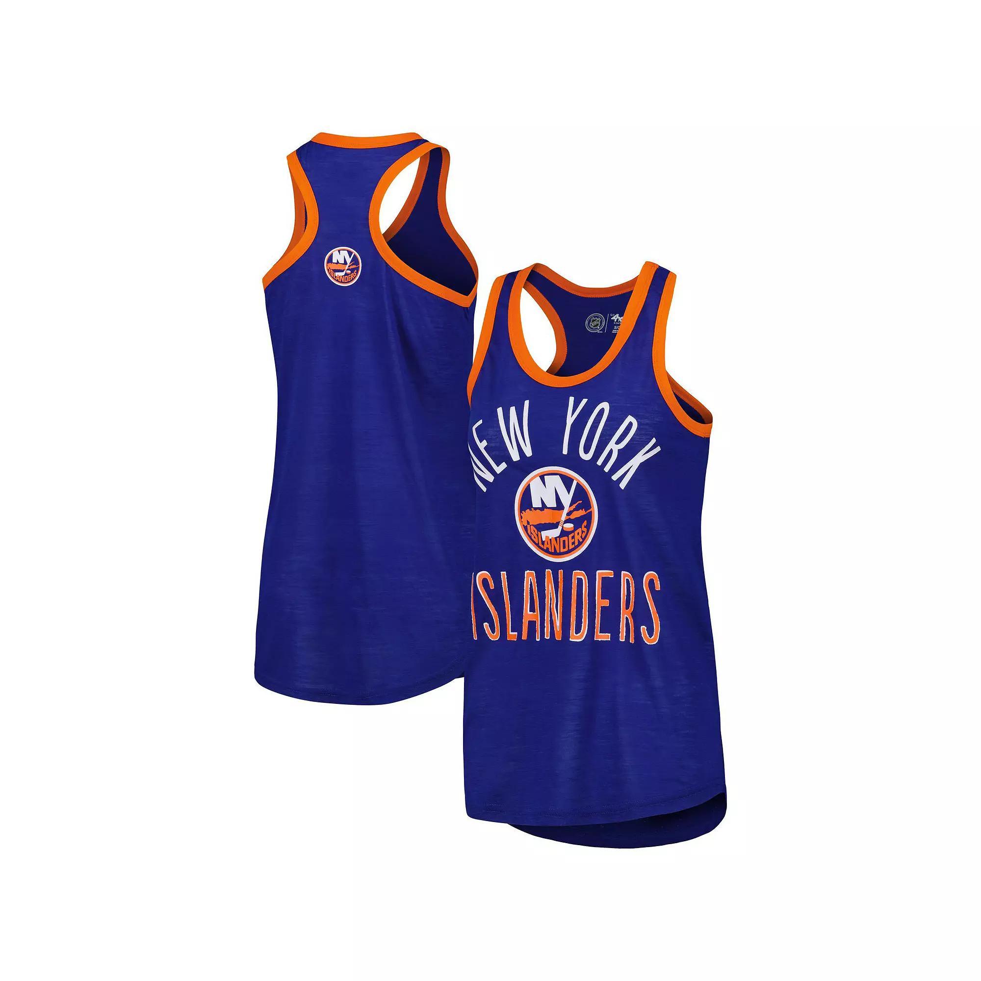 Women's G-III 4Her by Carl Banks Royal New York Islanders First Base Racerback Scoop Neck Tank Top, Size: Large, Isl Blue Product Image