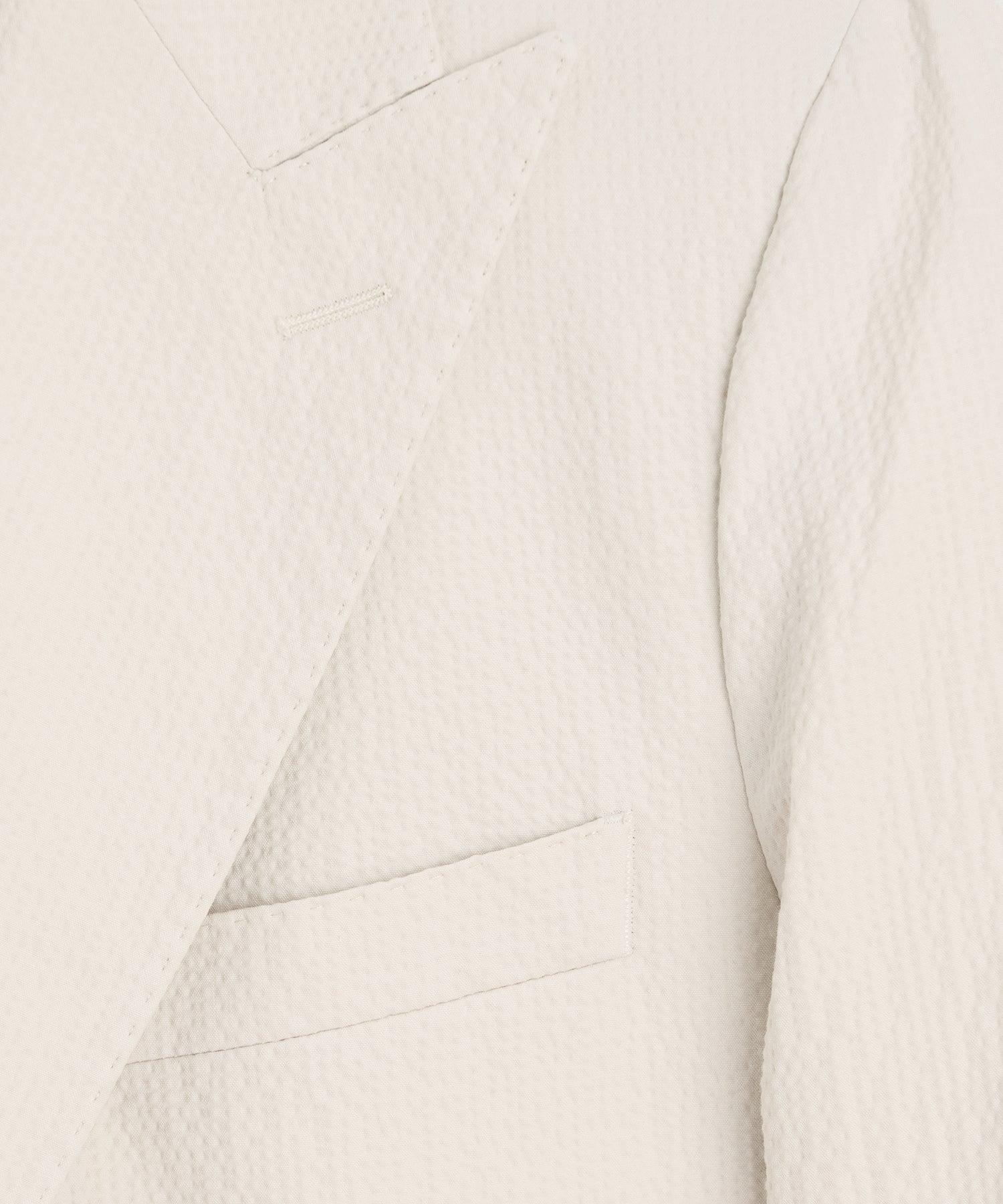 Italian Seersucker Double-Breasted Suit Jacket Product Image