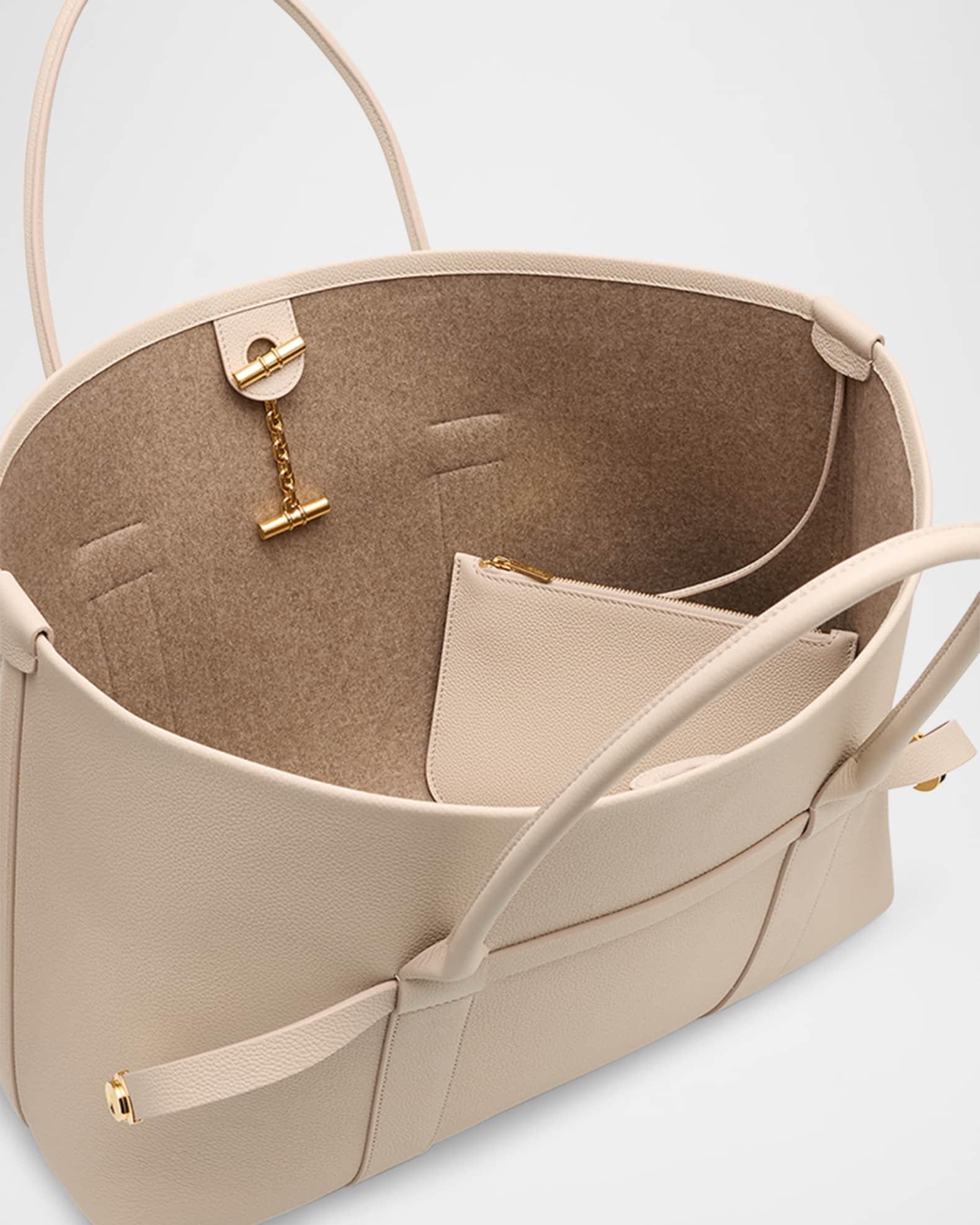 Ghiera Grained Leather & Cashmere Tote Back Product Image