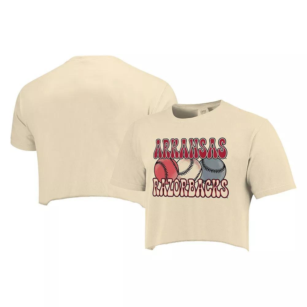 Women's Natural Arkansas Razorbacks Comfort Colors Baseball Cropped T-Shirt, Size: XL, Beige Product Image