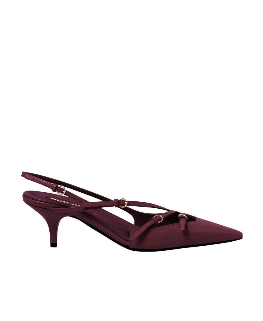 MIU MIU Slingback Deep Purple In Patent Leather With Buckles Women In Burgundy Product Image