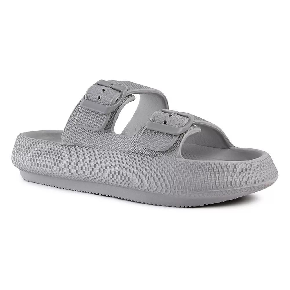 London Rag Women's Loma Hovercraft Buckled Slide Sandals, Size: Small (5/6), Gray Product Image