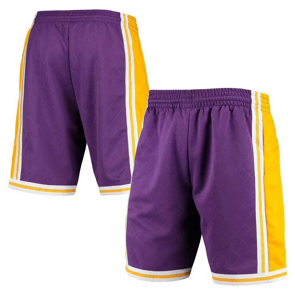 Men's Mitchell & Ness Purple Los Angeles Lakers 1984 Hardwood Classics 75th Anniversary Swingman Shorts, Size: 2XL Product Image