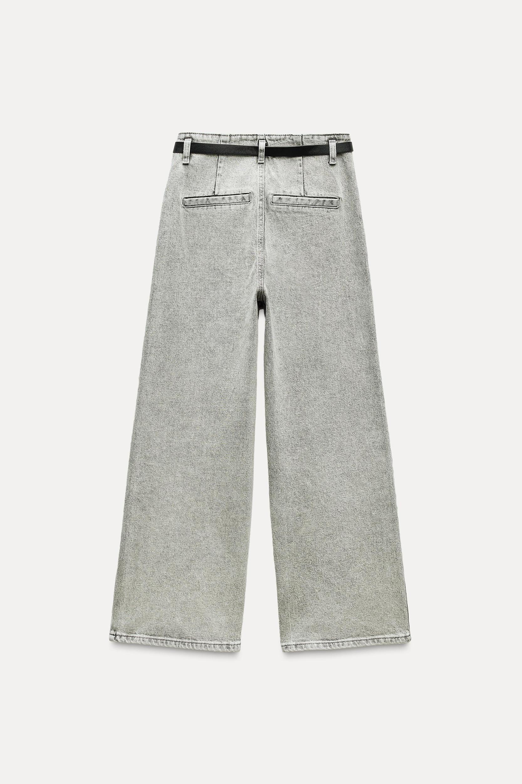 Z1975 BELTED HIGH RISE CROPPED WIDE LEG JEANS Product Image