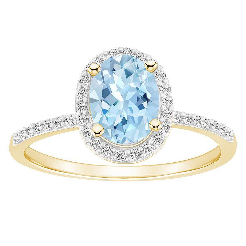 Celebration Gems 10k Gold 8 mm x 6 mm Oval Gemstone & Lab-Created White Sapphire Halo Ring, Women's, Size: 5, Peridot Product Image