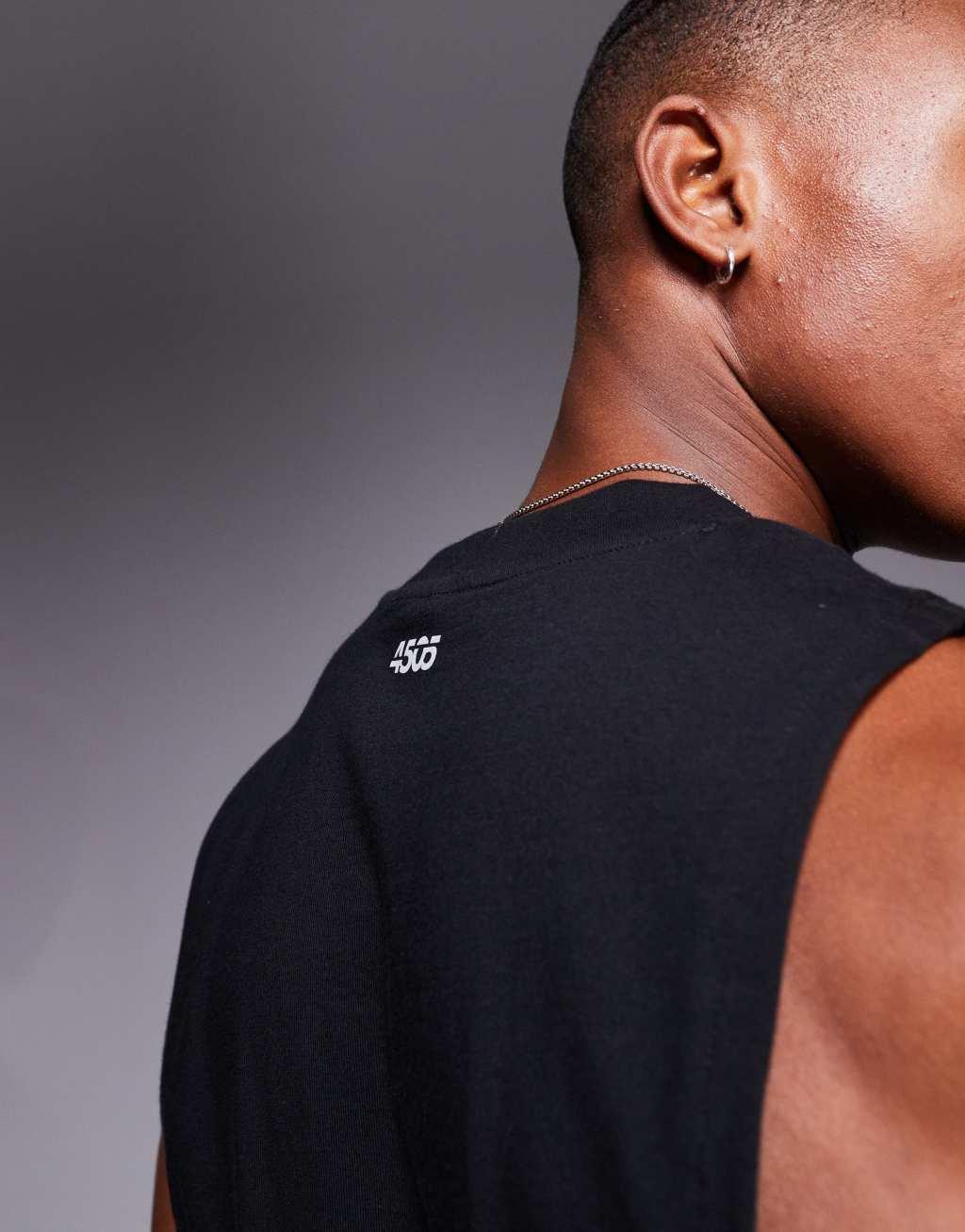 4505 Icon training quick dry sleeveless tank with dropped armholes in black  Product Image