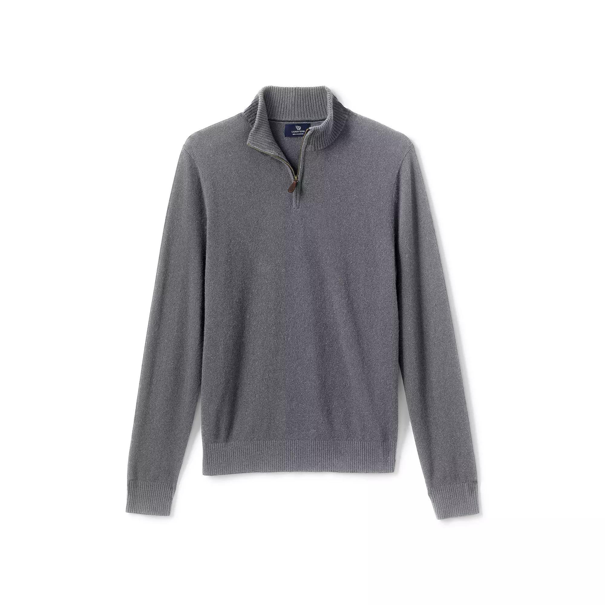 Mens Lands End Cashmere Quarter-Zip Sweater Product Image
