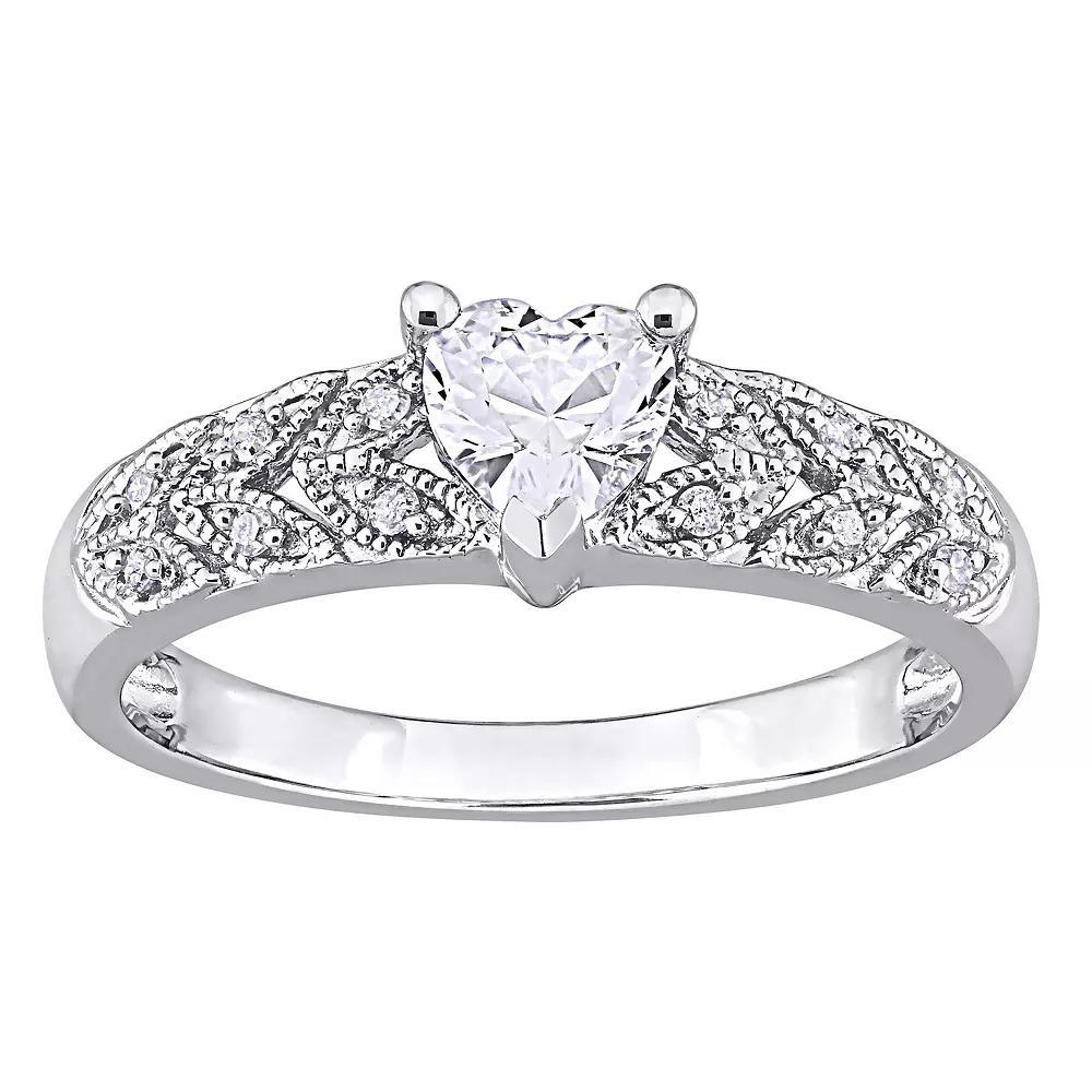 Stella Grace Sterling Silver Lab-Created White Sapphire & Diamond Accent Vintage Ring, Women's, Size: 6 Product Image