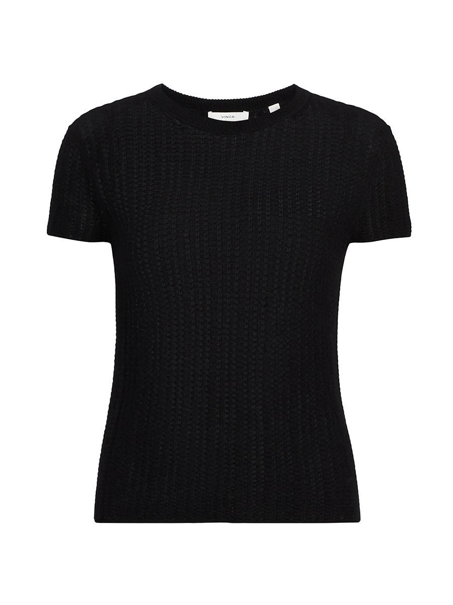 Womens Waffle Knit Short-Sleeve Sweater Product Image