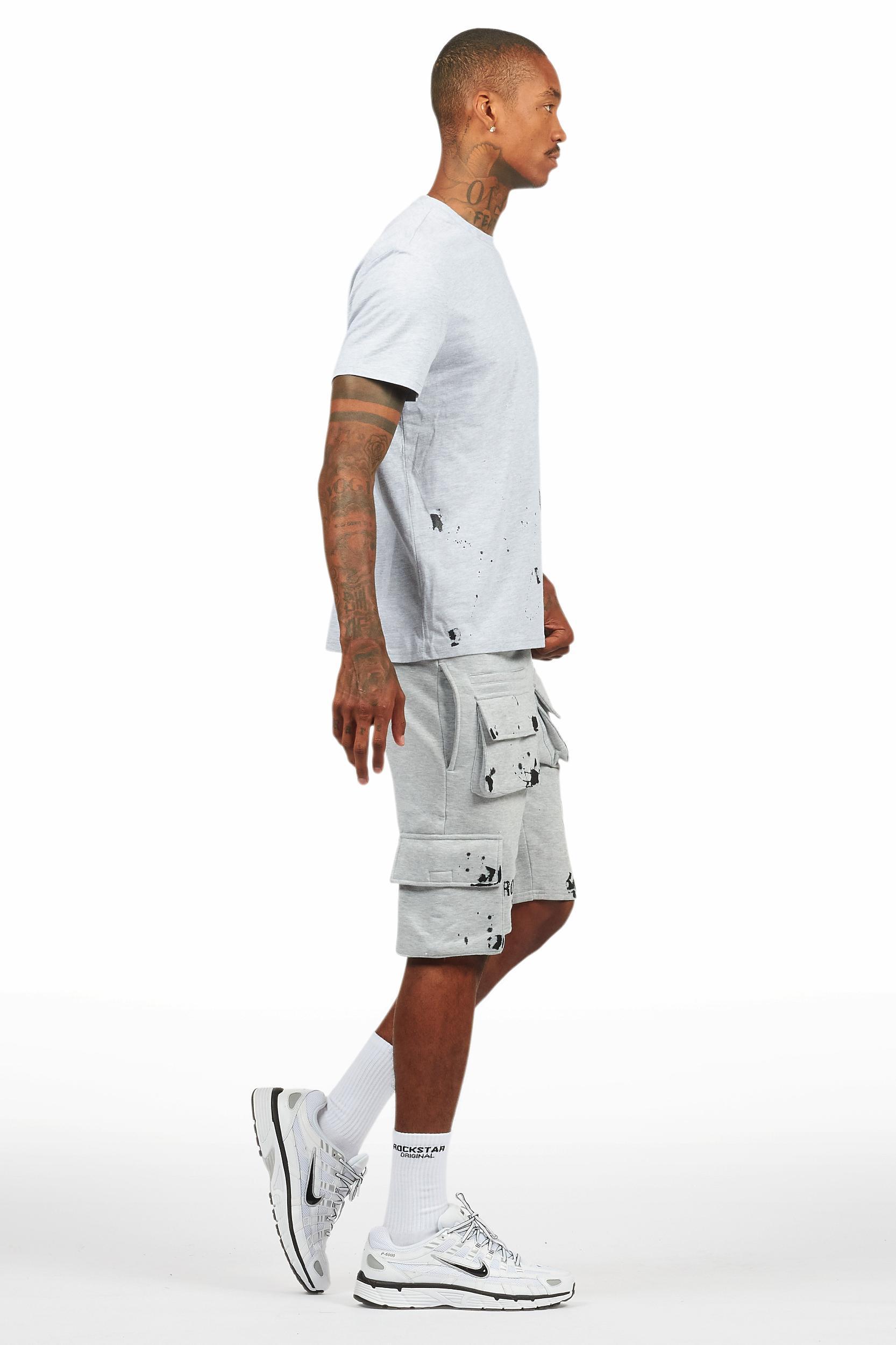 Raffer Heather Grey/Black T-Shirt Cargo Shorts Set Male Product Image