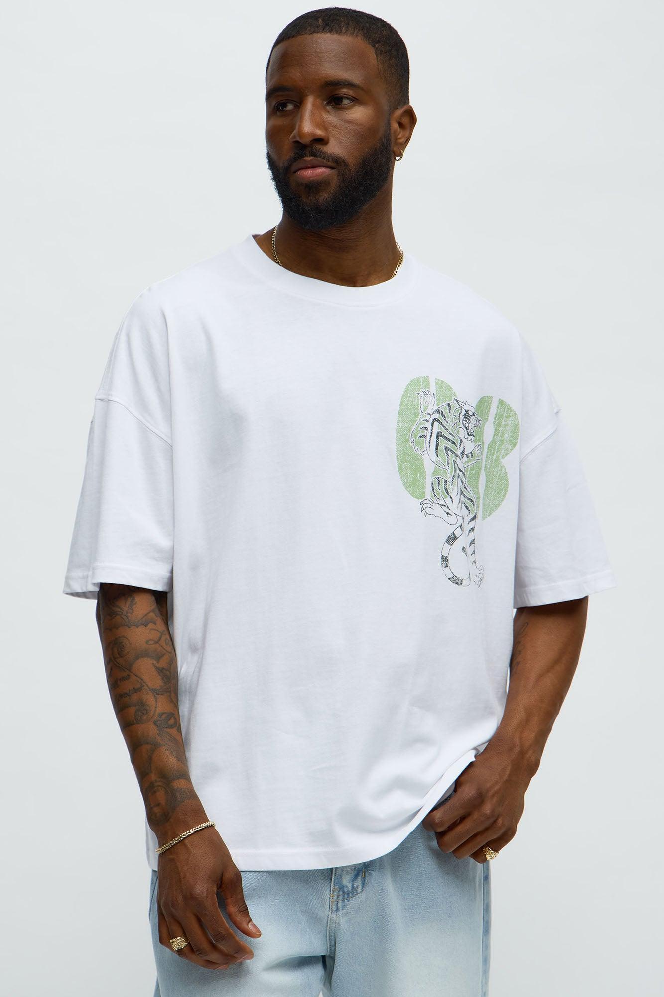 Tiger Power From Within Oversized Short Sleeve Tee - White Product Image