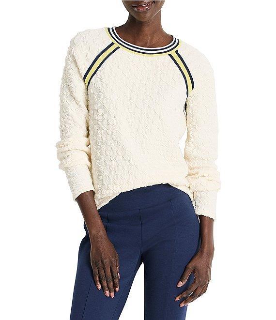 NIC + ZOE Tipped Texture Cable Knit Round Neck Long Sleeve Sweater Product Image