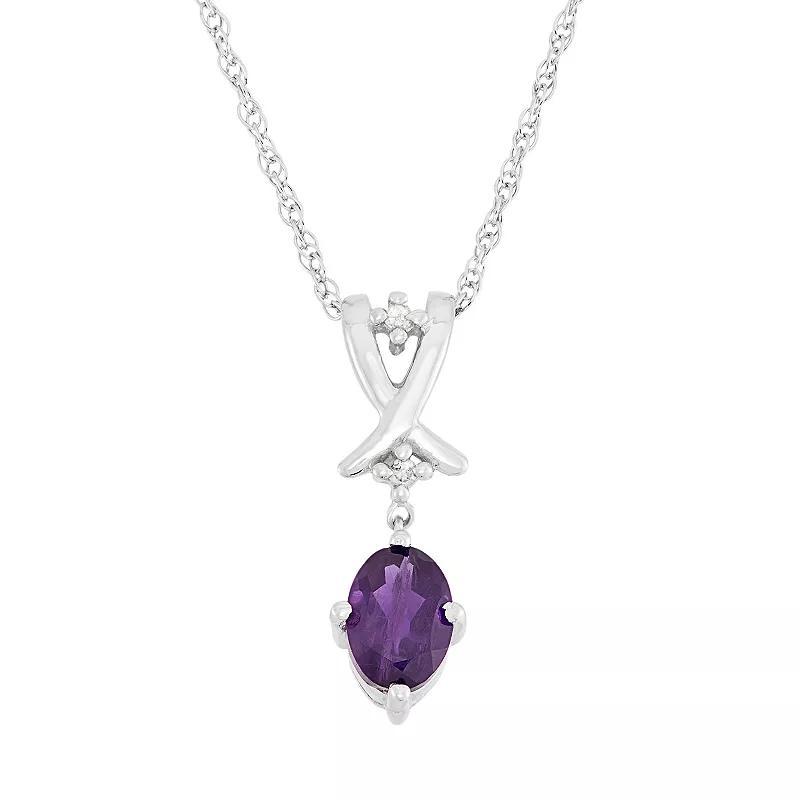 Jewelexcess Amethyst & Diamond Accent Sterling Silver Pendant Necklace, Women's, Size: 18", Purple Product Image