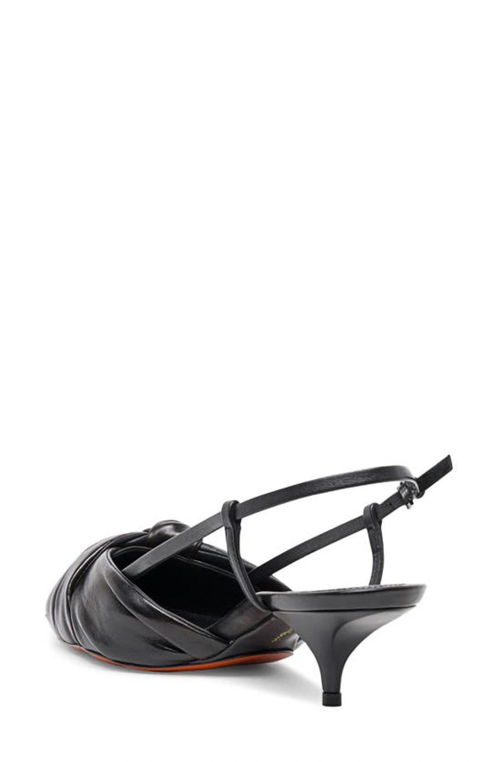 SANTONI Nappa Leather Kitten-heel Pumps In Black Product Image