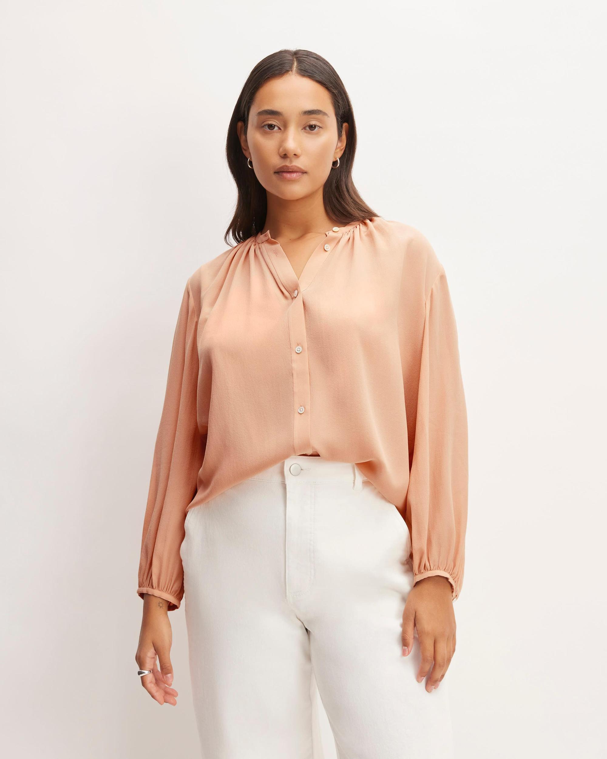 The Washable Clean Silk Shirred Blouse Product Image