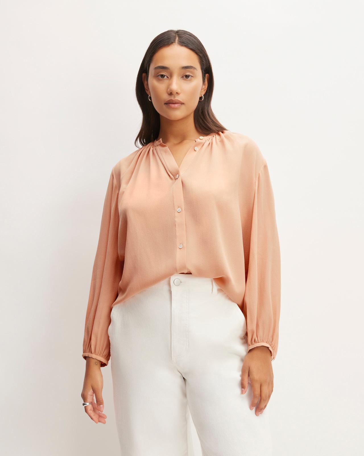 The Washable Clean Silk Shirred Blouse Product Image