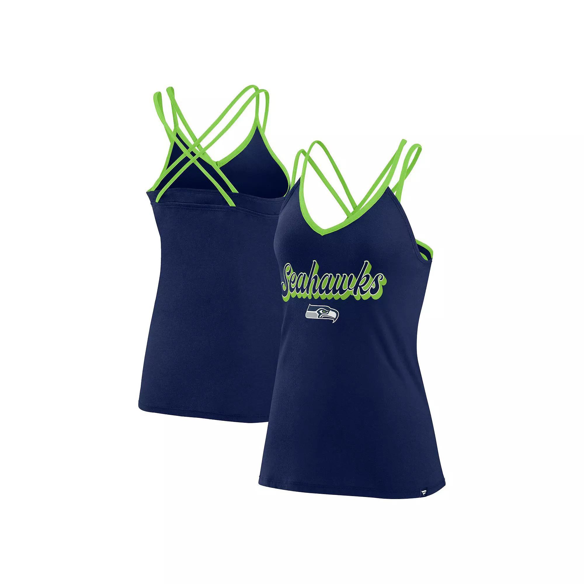 Women's Fanatics College Navy Seattle Seahawks Go For It Strappy Crossback Tank Top, Size: Medium, Blue Product Image
