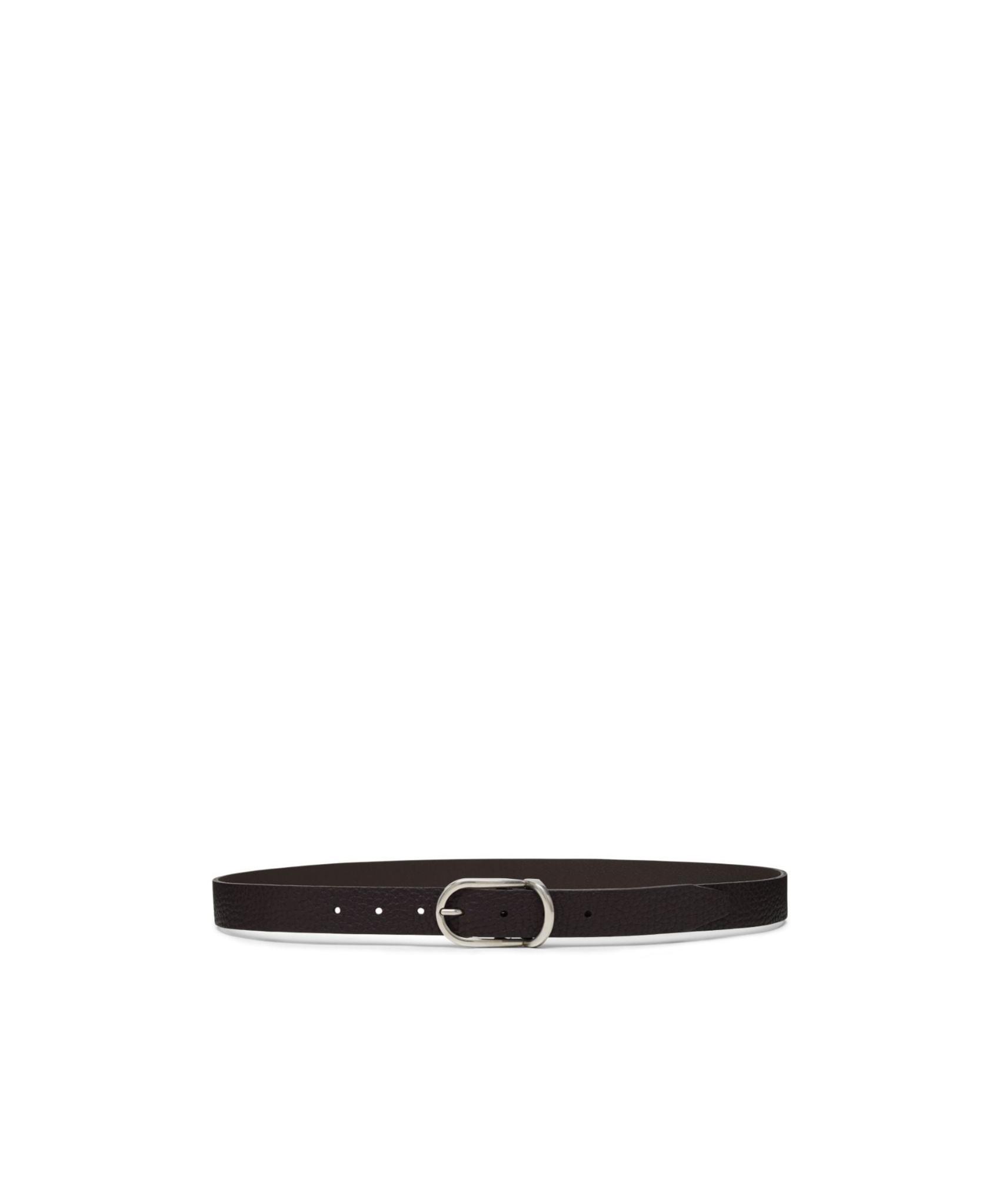 BRUNELLO CUCINELLI Silver-tone Buckle Leather Belt In Black Product Image