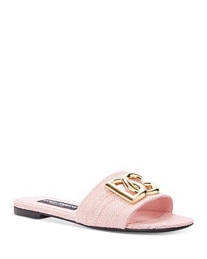 Dolce & Gabbana Womens Woven Logo Slide Sandals Product Image