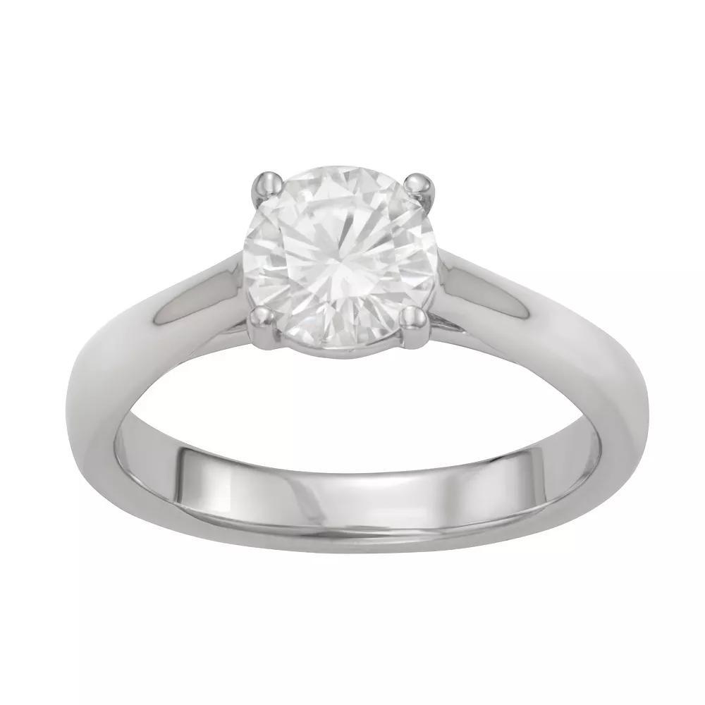 Moissanite Outlet Sterling Silver 1 Carat T.W. Lab-Created Moissanite Round Cathedral Solitaire Ring, Women's, Size: 6 Product Image
