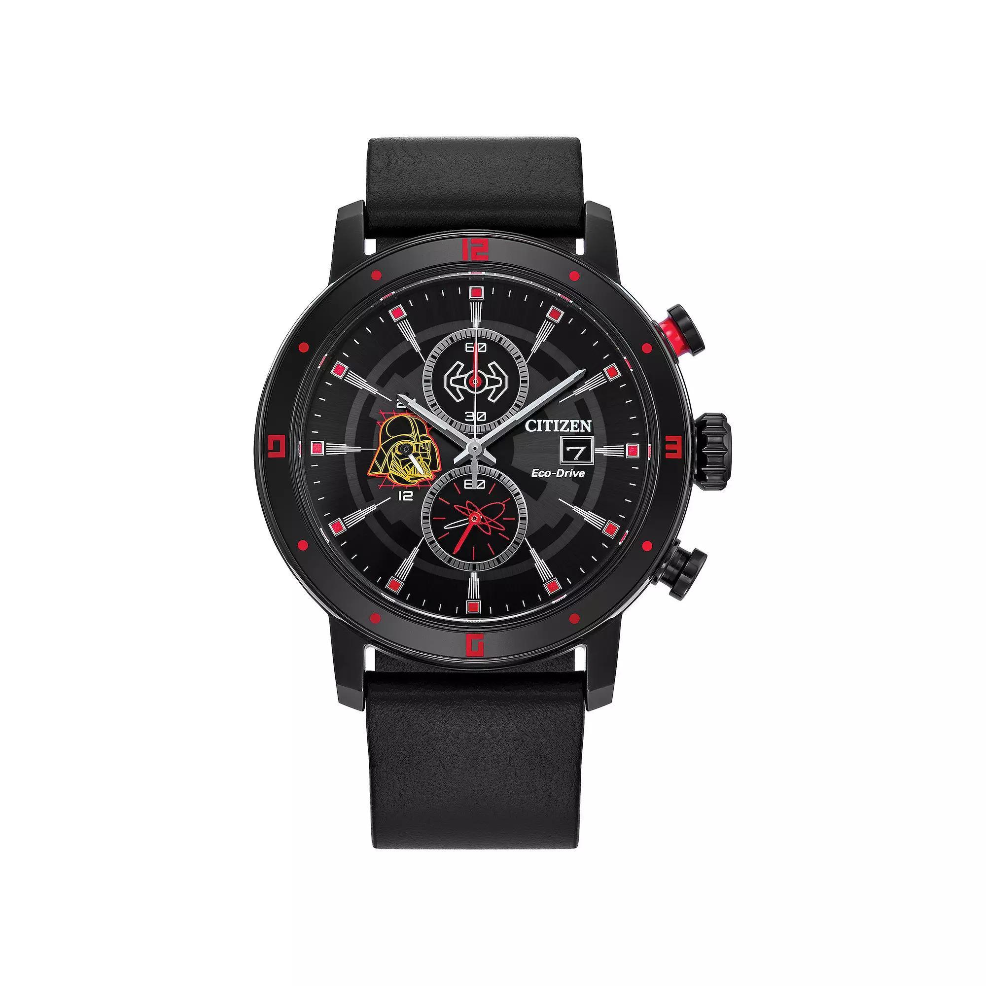Citizen Eco-Drive Mens Star Wars Darth Vader Black Leather Strap Watch Product Image