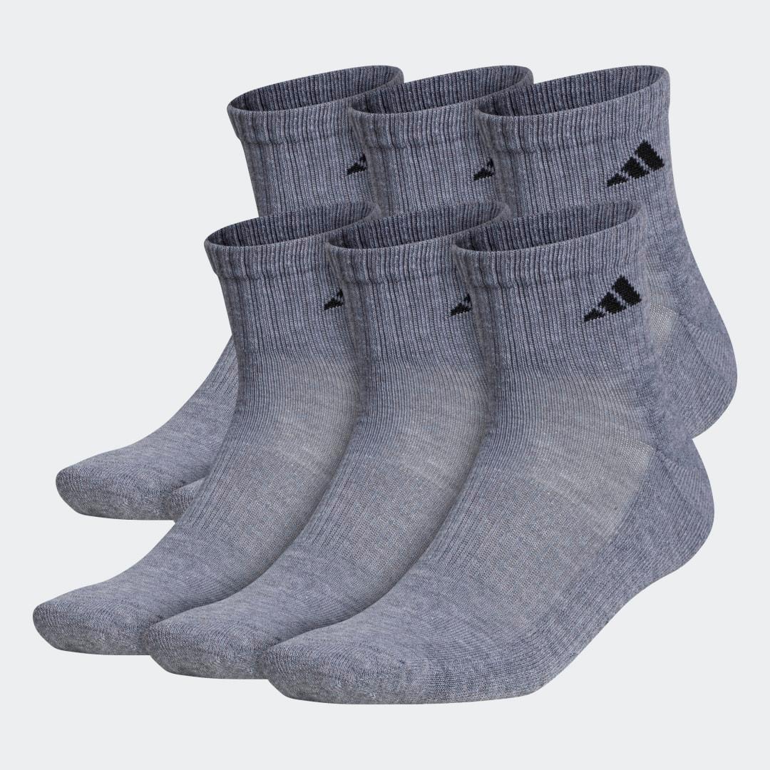 Men's adidas 6-pack Athletic Cushioned Quarter Socks, Size: 8-12, Medium Gray Product Image
