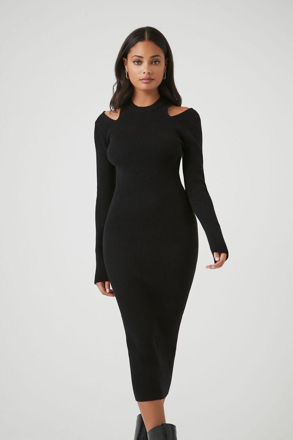 Shoulder Cutout Sweater Midi Dress | Forever 21 Product Image