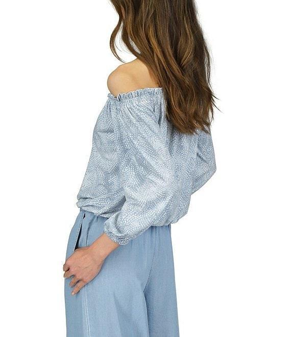 Michael Kors Off the Shoulder Halter Long Sleeve Blouson Top Product Image
