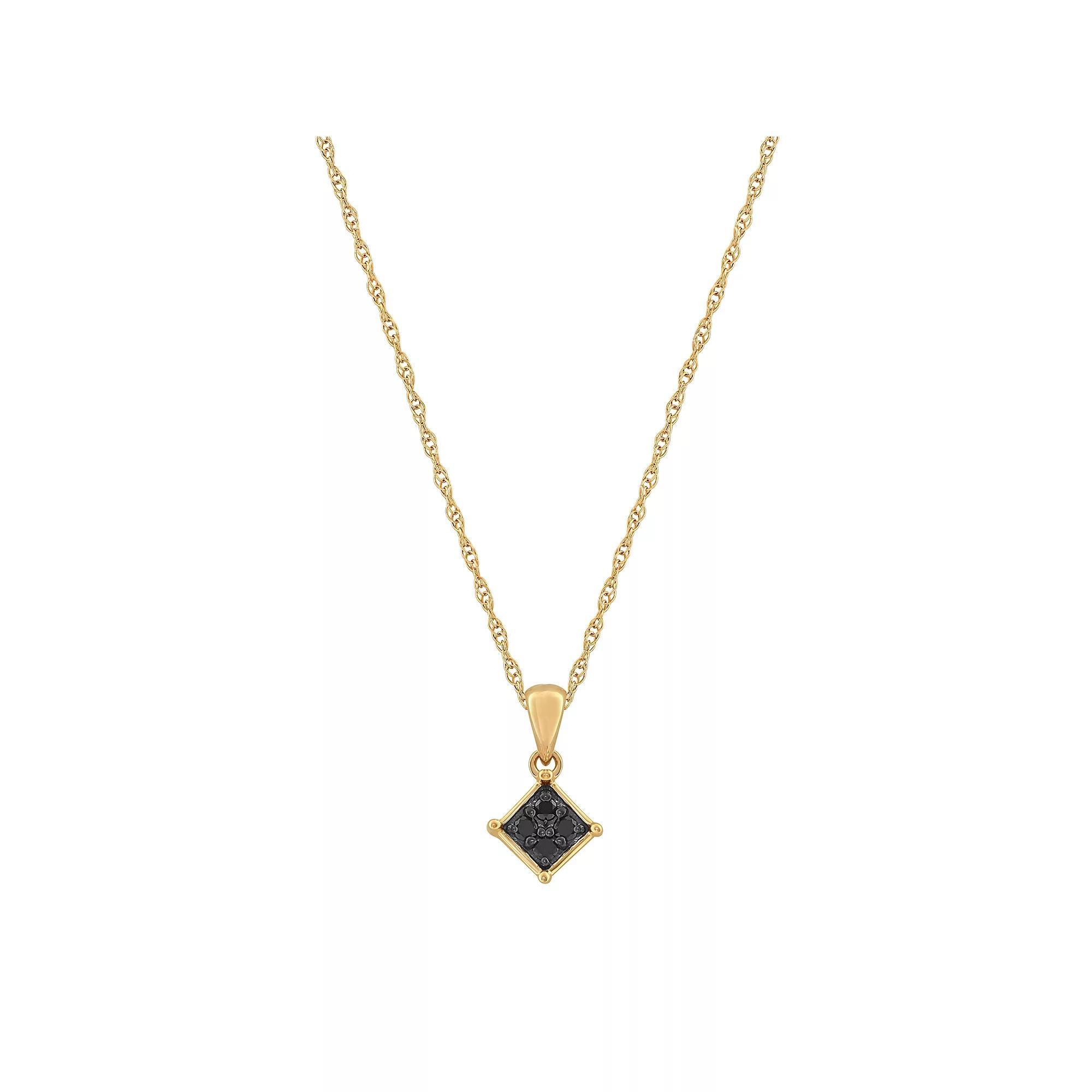 Celebration Gems 10k Gold 1/10 Carat T.W. Black Diamond Square Cluster Pendant, Women's, Size: 18", White Product Image