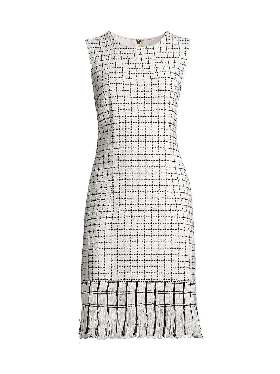 Womens Grid Fringe Knee-Length Dress Product Image