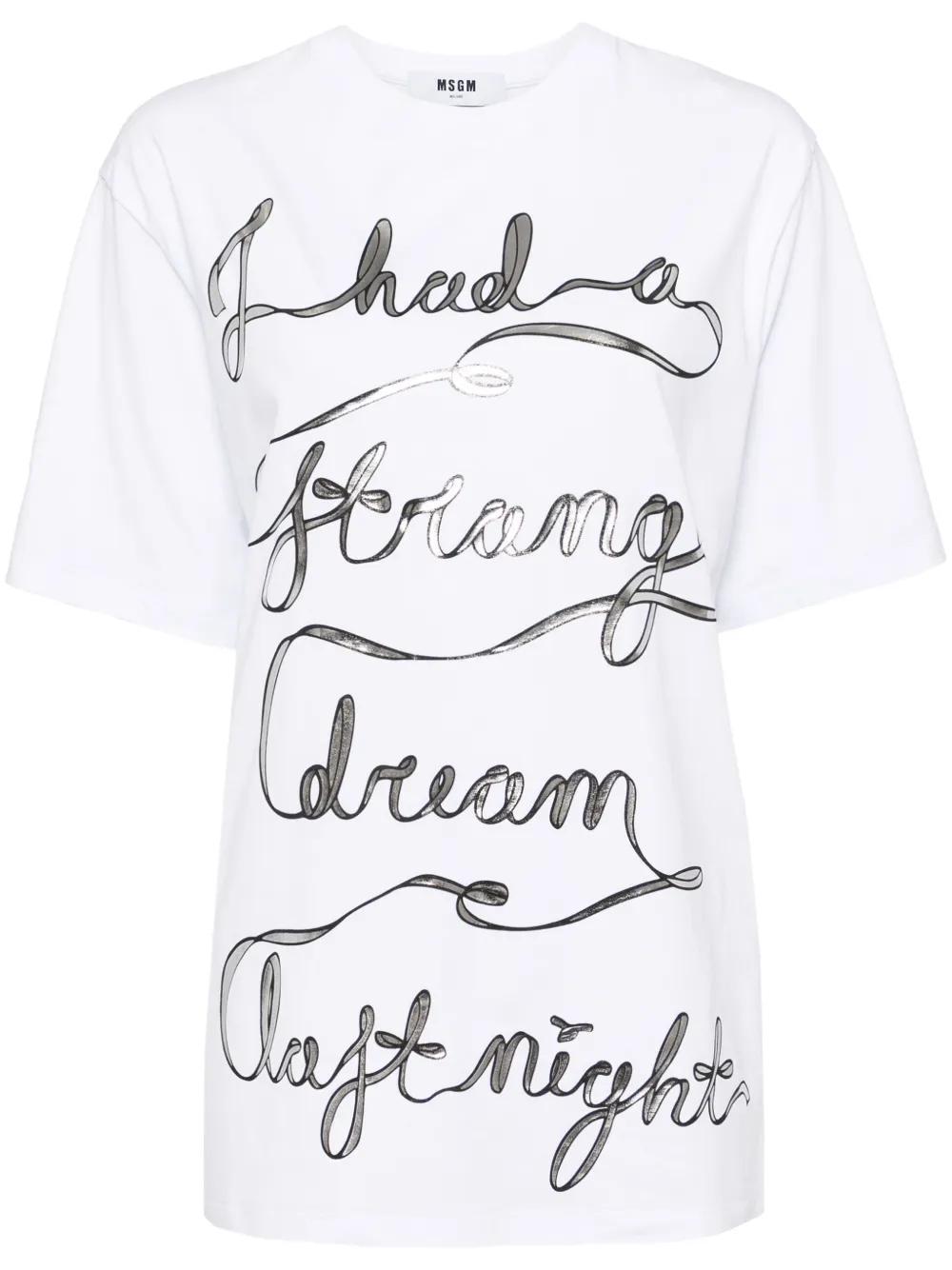 MSGM Crystal Embellishment T-shirt In White Product Image