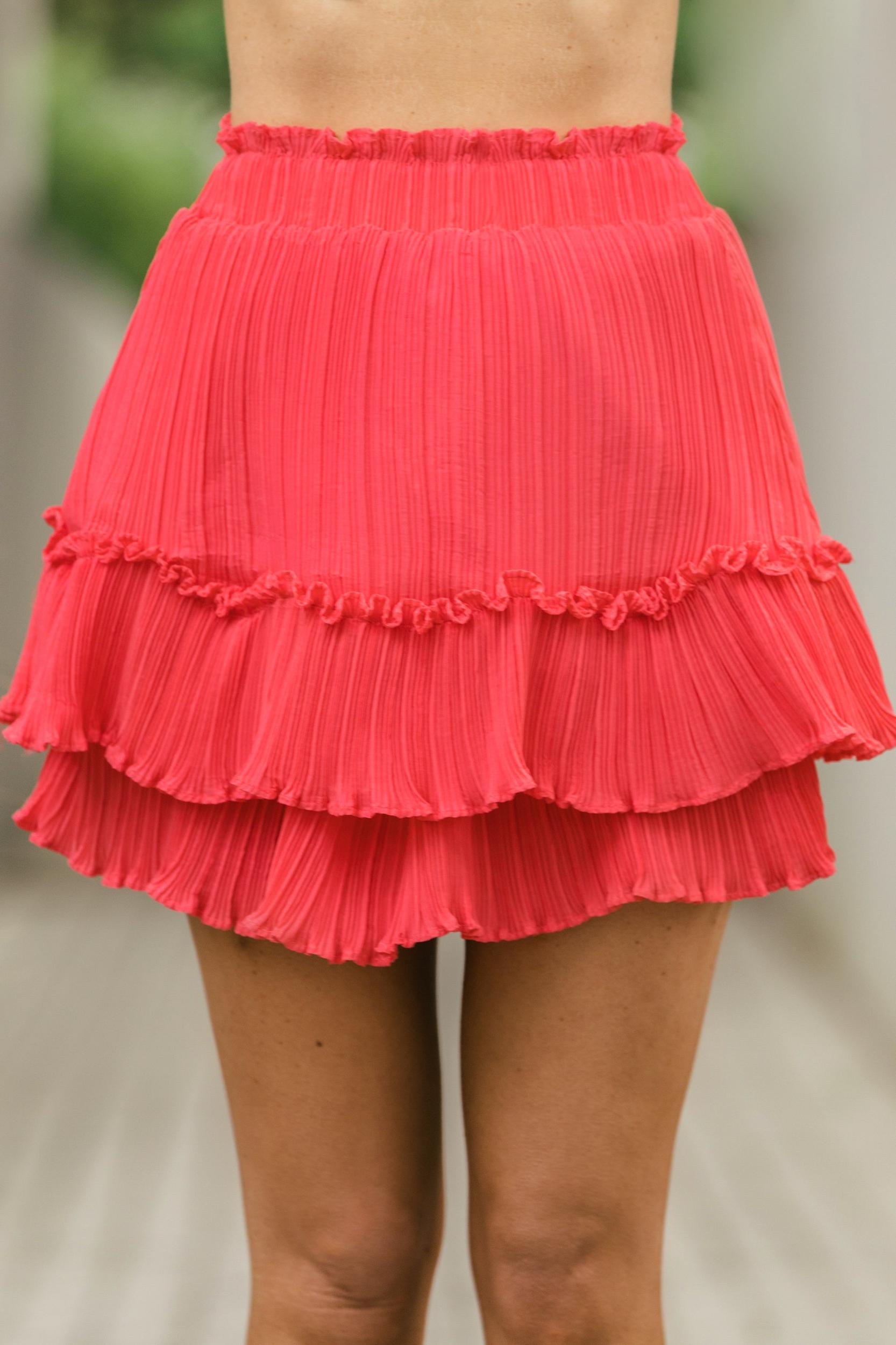 Perfect View Flamingo Pink Ruffled Skirt Female Product Image