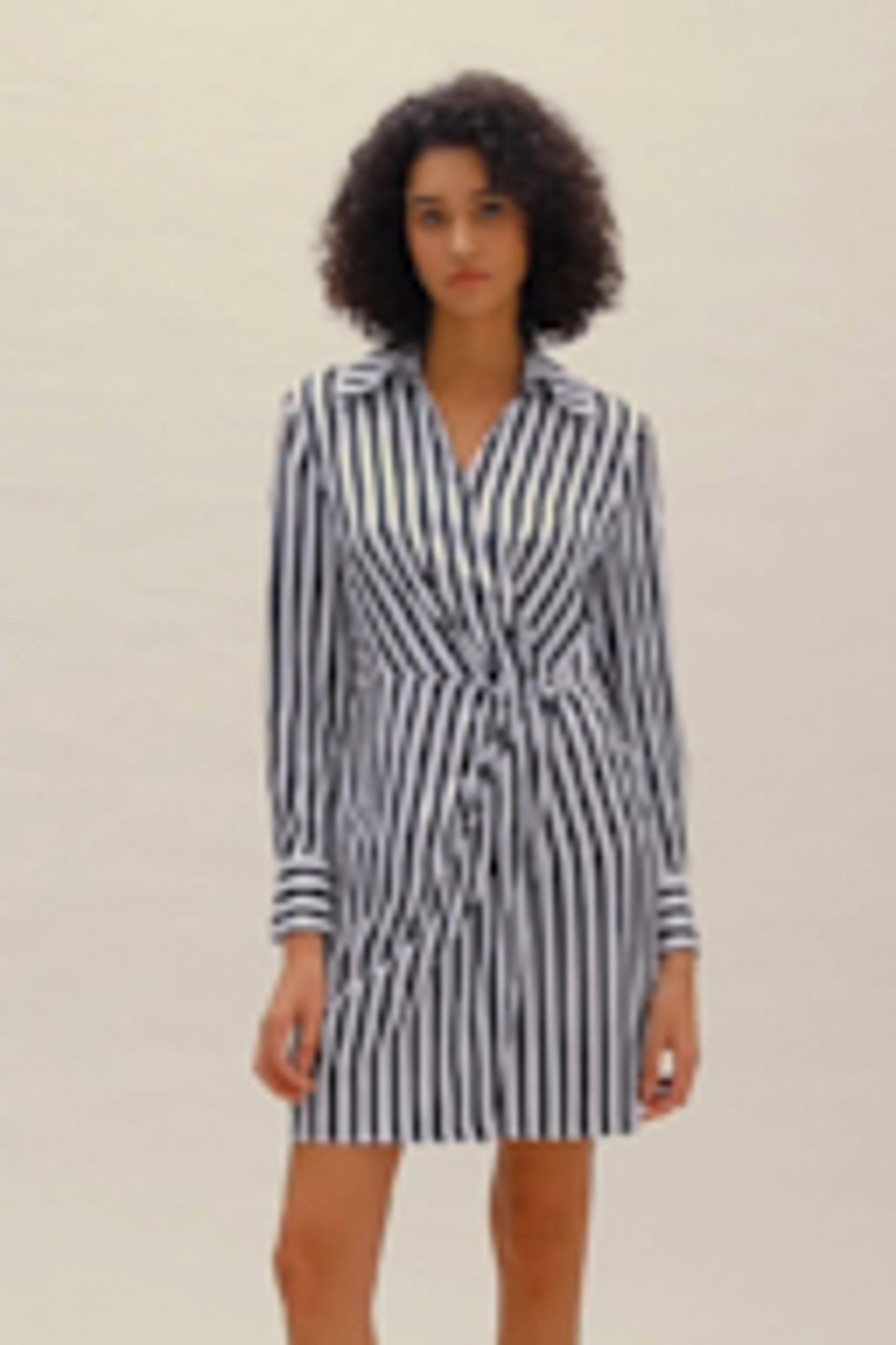 Amalfi Stripe Wrap Silk Shirtdress Product Image