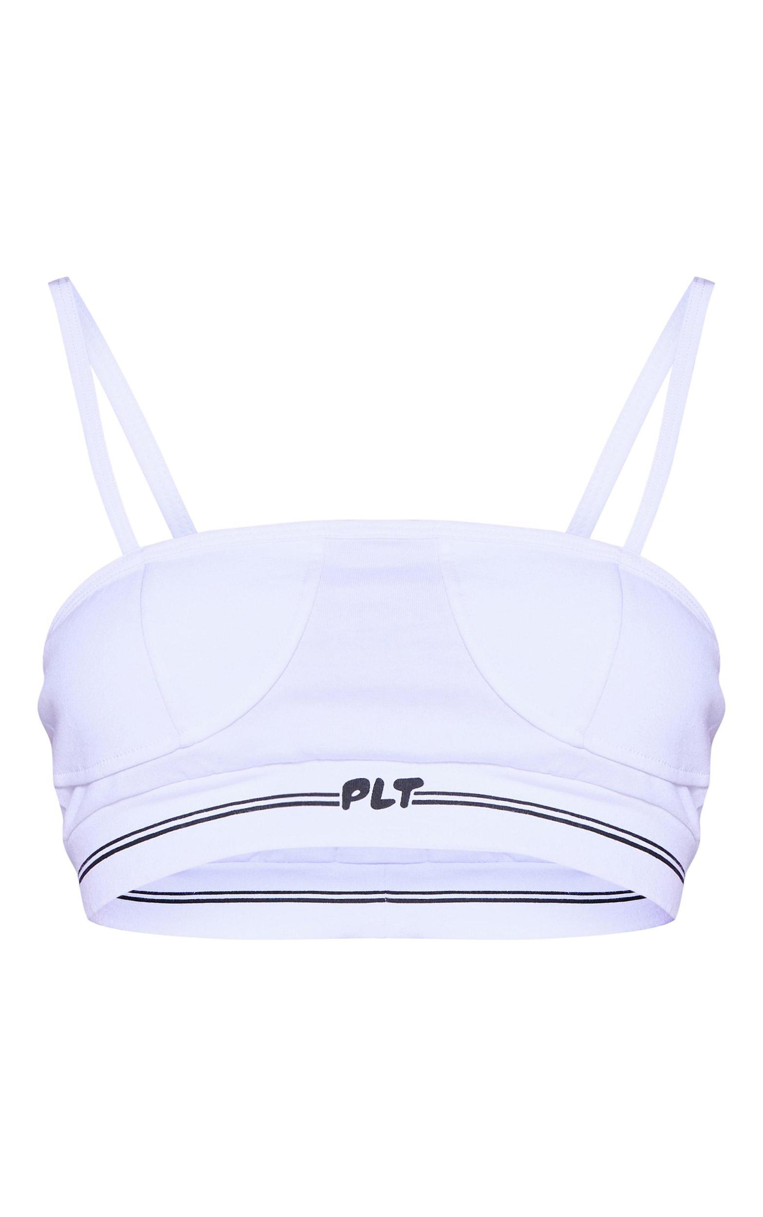 PRETTYLITTLETHING White Badge Cup Detail Jersey Bralette Product Image