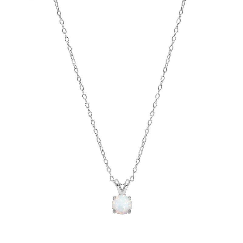 PRIMROSE Sterling Silver White Opal Solitaire Pendant Necklace, Women's, Size: 18", Silver Tone Opal Product Image