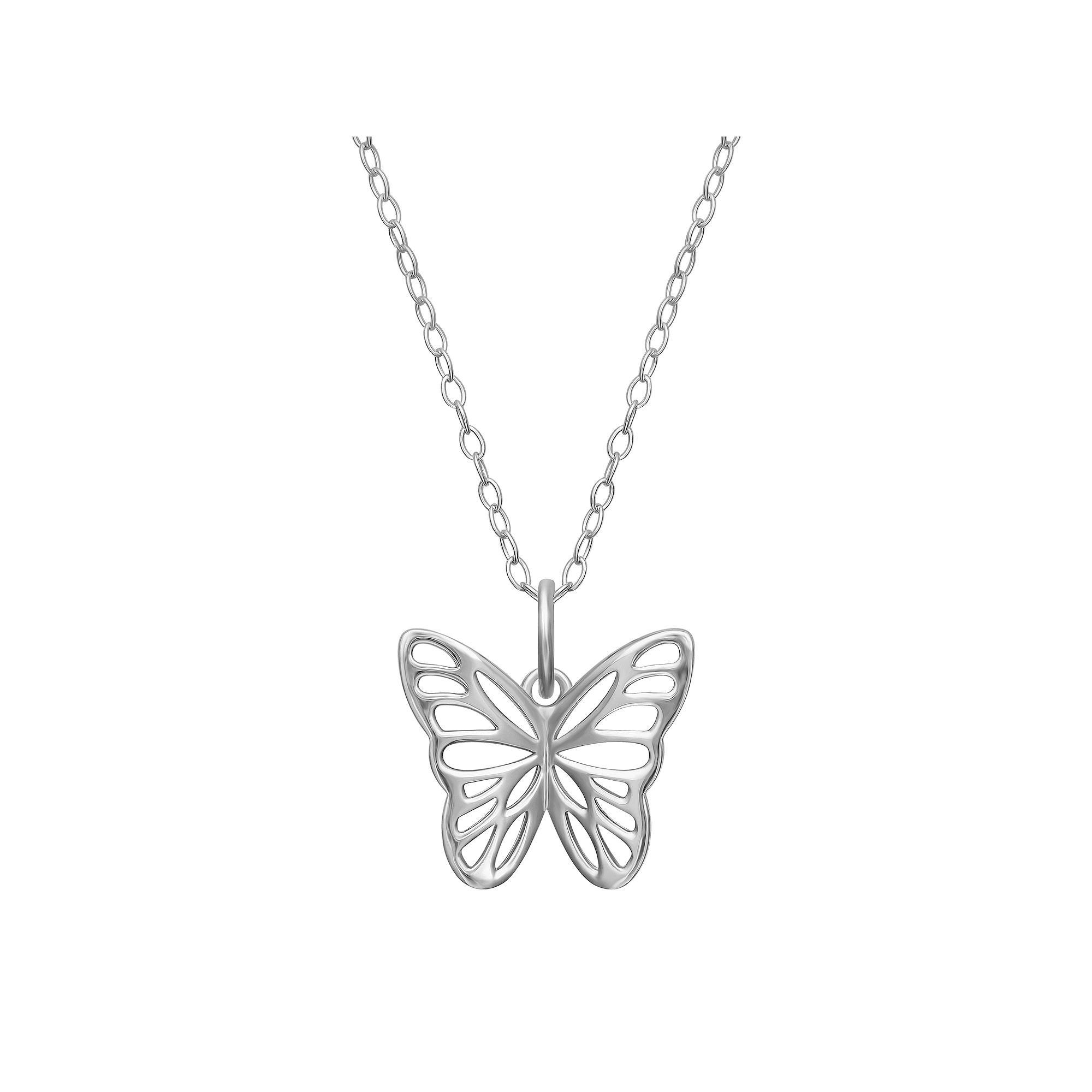 PRIMROSE Sterling Silver Cutout Butterfly Pendant Necklace, Women's, Size: 18" Product Image