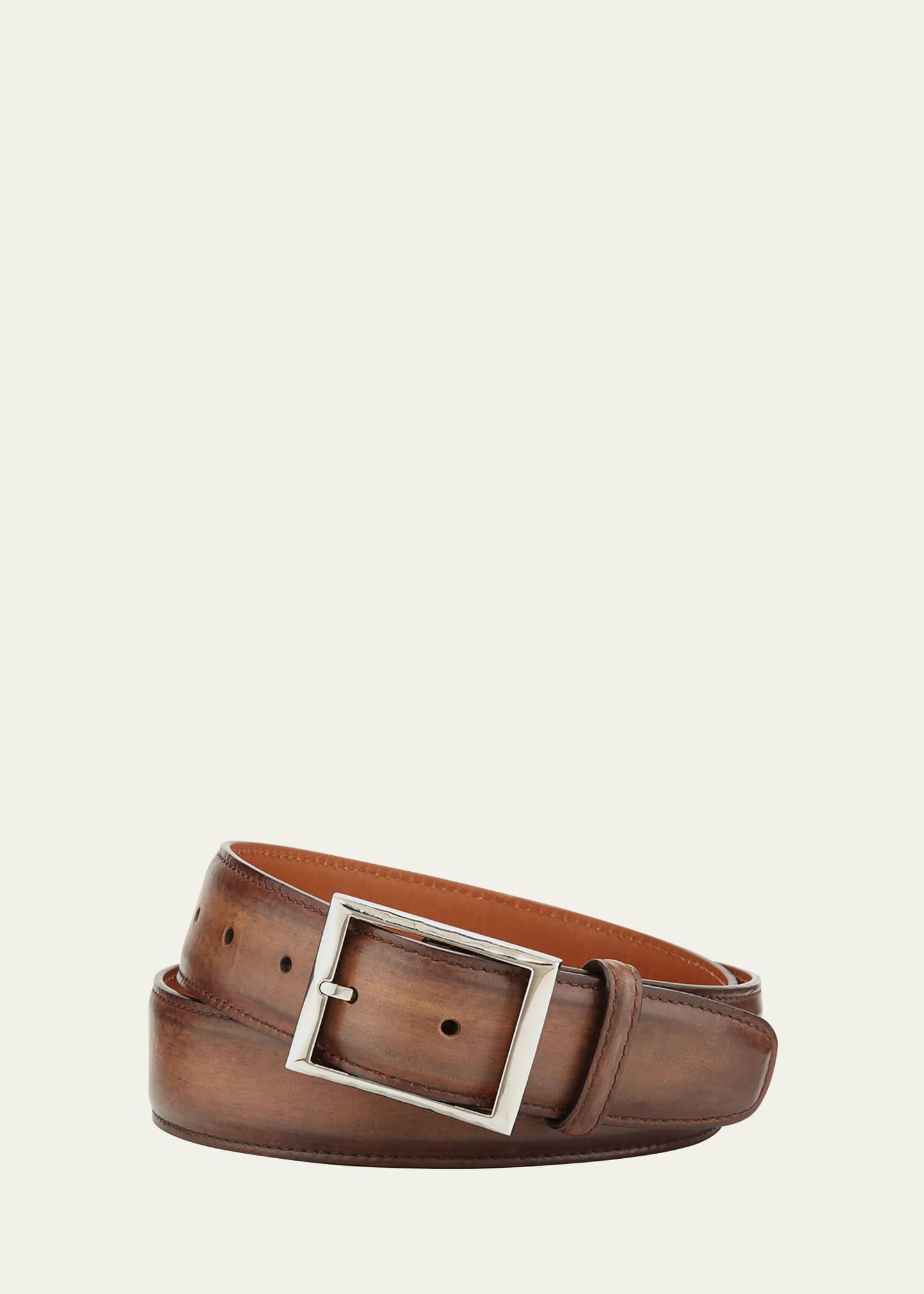 Mens Classic Burnished Leather Belt Product Image