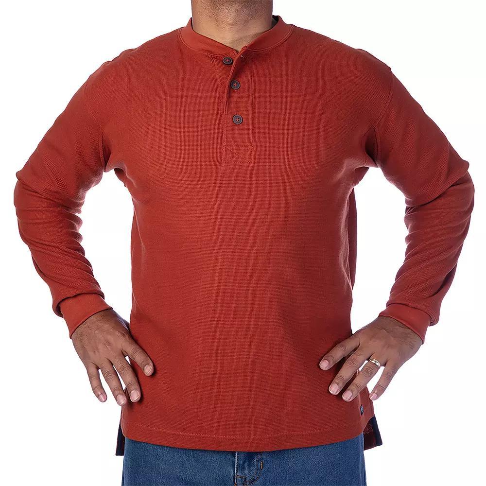 Mens Smiths Workwear Mini-Thermal Knit Henley Red Product Image