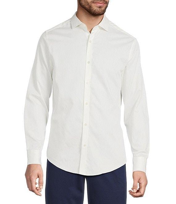 Murano The Murano Show Collection Slim Fit Stripe Sateen Long Sleeve Woven Shirt Product Image