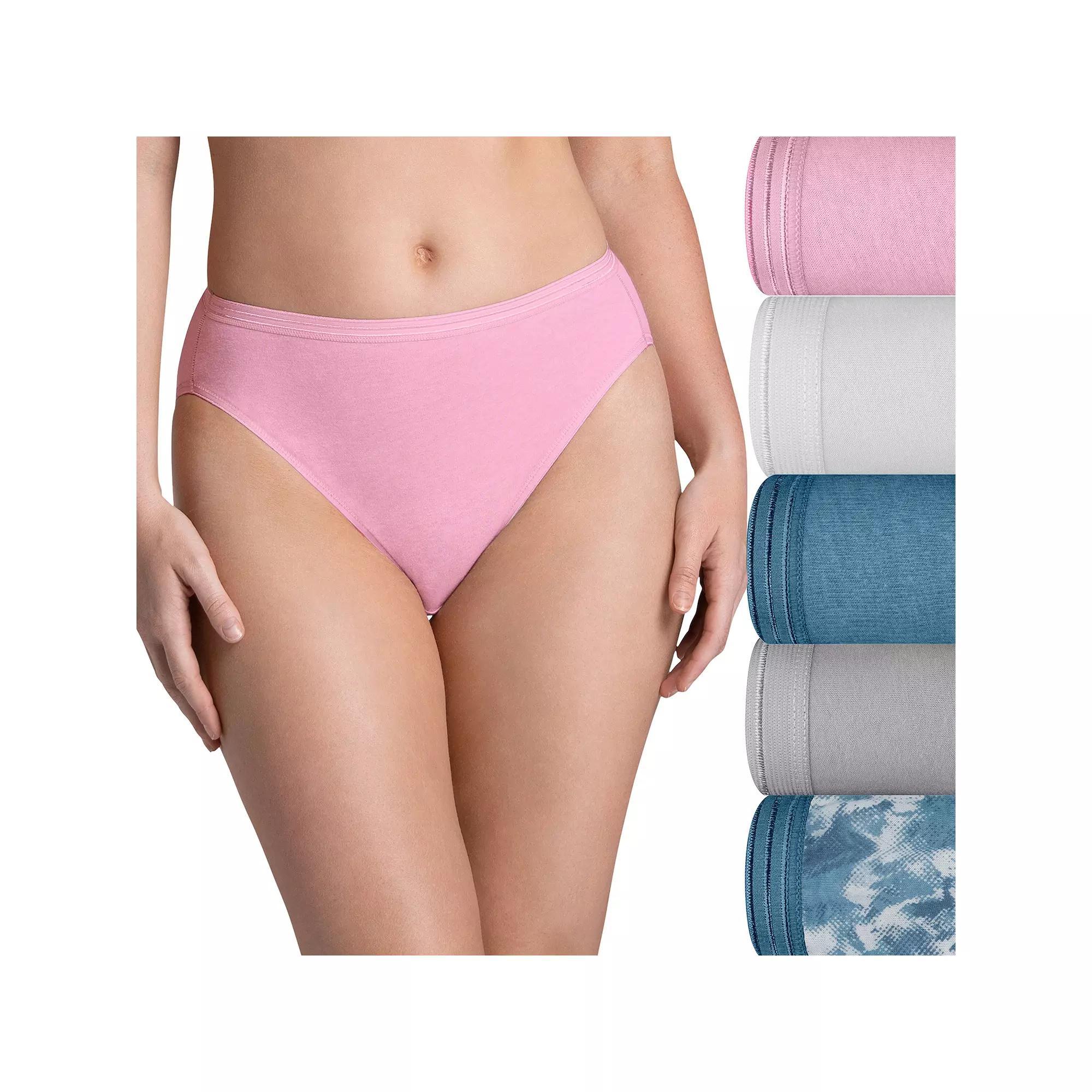Womens Fruit of the Loom Ultra Soft 5-pack Hi-Cut Panty Set 5DUSKHC Deep Red Asst Product Image